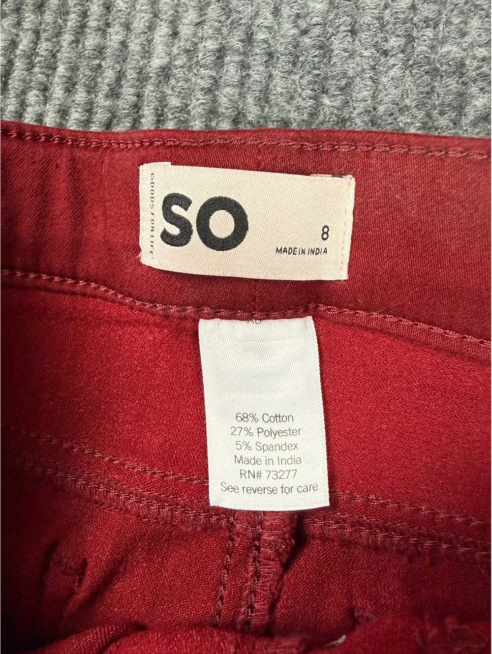 SO Girls Ultimate Twill Jeggings Size 8 Maroon Pull On NWT